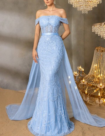 Rochie lunga Faeriesty, albastru