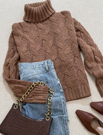 Pulover SHEIN CURVE, maro