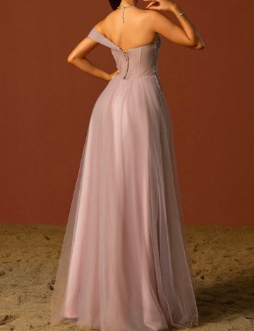 Rochie lunga VIPGIRL, roz pudra