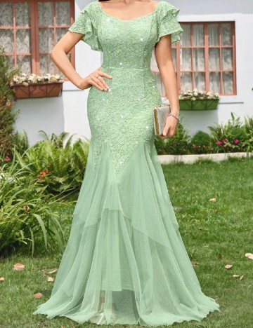 Rochie lunga Miusol, verde deschis