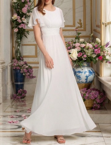 Rochie lunga Ever-Pretty, alb