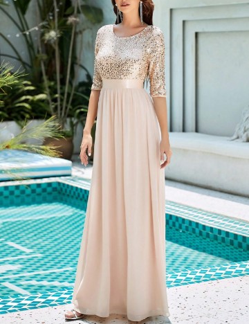 Rochie lunga Ever-Pretty, bej