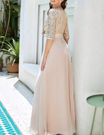 Rochie lunga Ever-Pretty, bej