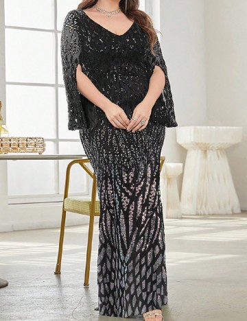 Rochie lunga XUIBOL Plus Size, negru