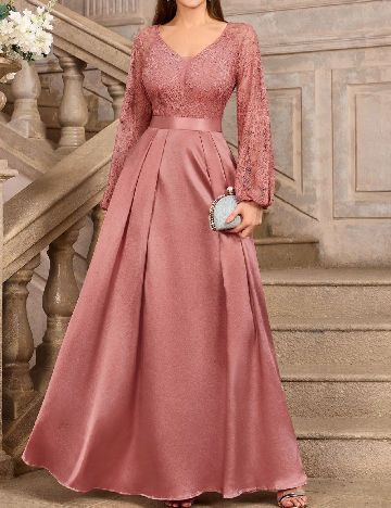 Rochie lunga Miusol, roz pudra