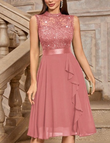 Rochie scurta Miusol, roz pudra