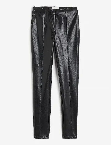 Pantaloni imitatie de piele H&M, negru