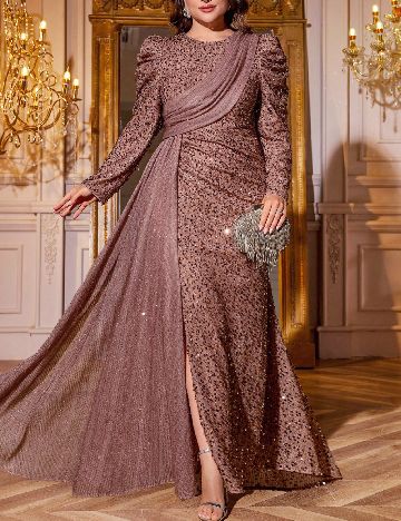 Rochie lunga Supgir Plus Size, roz pudra