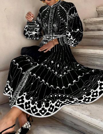 Rochie medie SHEIN, alb/negru