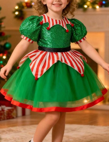 Rochie Shein Kids, verde/rosu