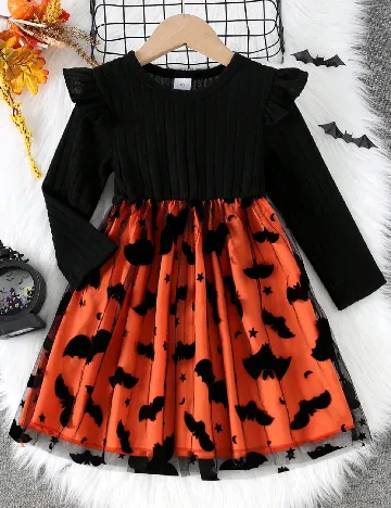 Rochie Shein Kids, negru/portocaliu