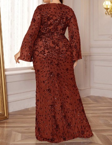 Rochie lunga XUIBOL Plus Size, maro