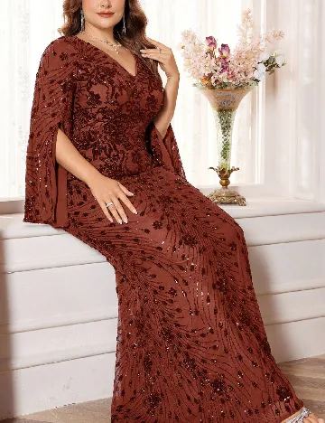 Rochie lunga XUIBOL Plus Size, maro