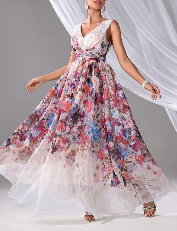 Rochie lunga Miss Tian Co, floral print