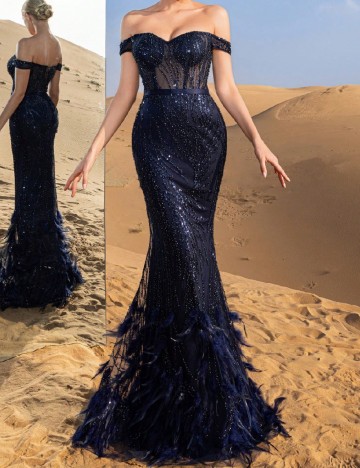Rochie lunga Faeriesty, bleumarin