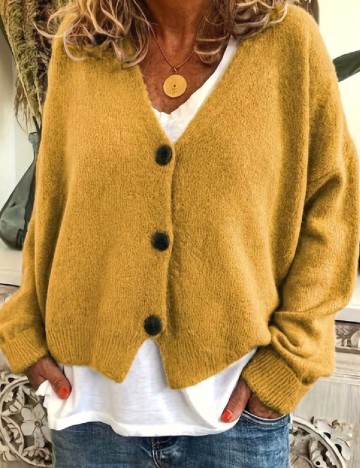 Cardigan SHEIN CURVE, mustar