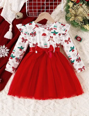 Rochie Shein Kids, alb/rosu