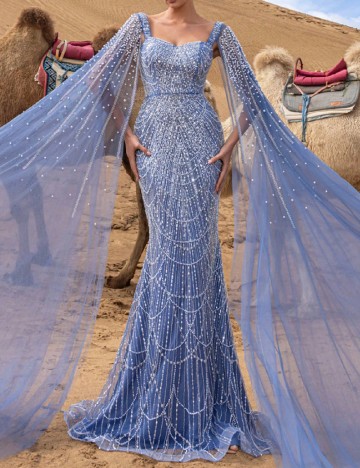 Rochie lunga Faeriesty, albastru