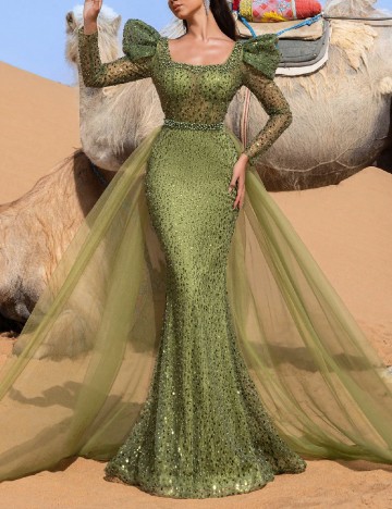 Rochie lunga Faeriesty, verde