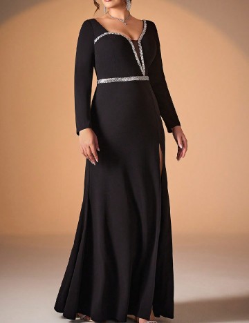 Rochie lunga Mgiacy Plus Size, negru