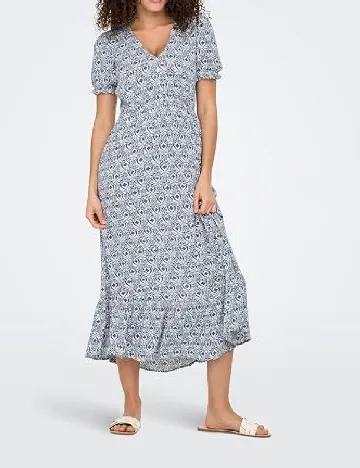 Rochie medie Only, alb/albastru