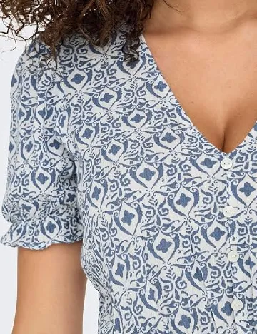 Rochie medie Only, alb/albastru