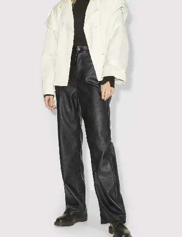 Pantaloni imitatie de piele Jack&Jones, negru