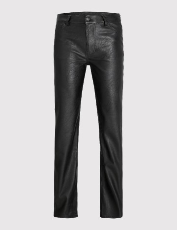 Pantaloni imitatie de piele Jack&Jones, negru