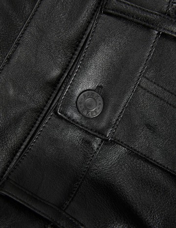 Pantaloni imitatie de piele Jack&Jones, negru
