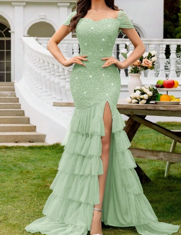 Rochie lunga Miusol, verde