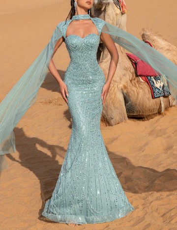 Rochie lunga Faeriesty, turcoaz
