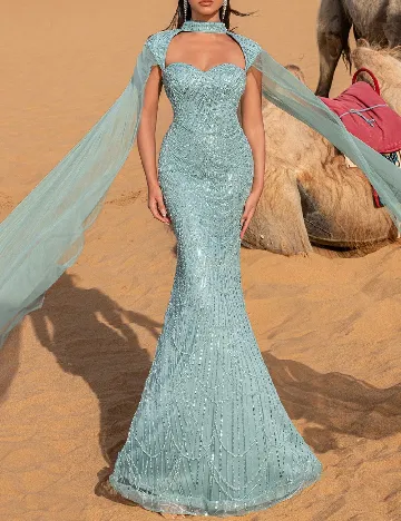 Rochie lunga Faeriesty, turcoaz