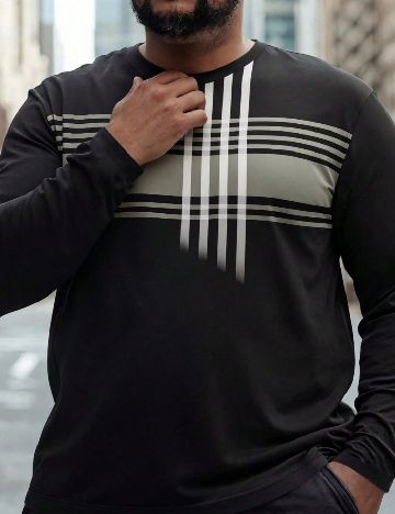 Bluza SHEIN Plus Size Men, negru