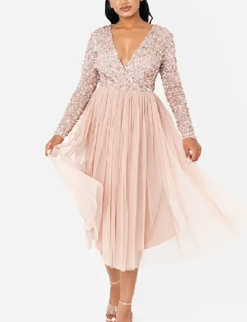 Rochie medie Maya Deluxe, roz