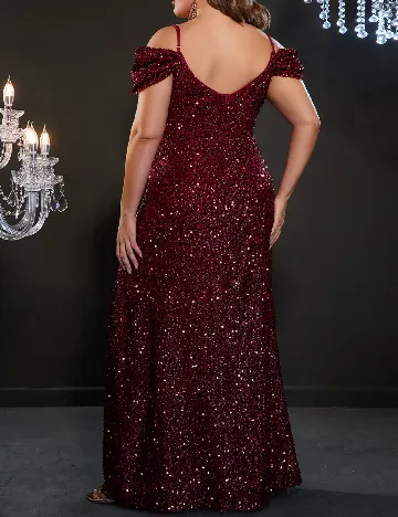 Rochie lunga Faeriesty Plus Size, visiniu