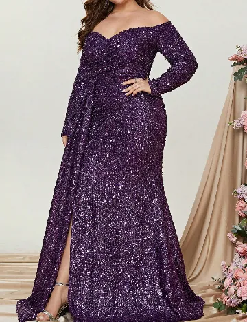Rochie lunga Faeriesty Plus Size, mov