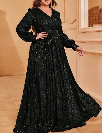 Rochie lunga Faeriesty Plus Size, negru