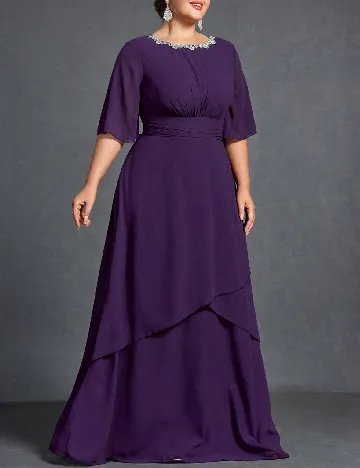 Rochie lunga Faeriesty Plus Size, mov