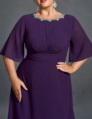 Rochie lunga Faeriesty Plus Size, mov