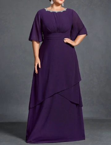 Rochie lunga Faeriesty Plus Size, mov