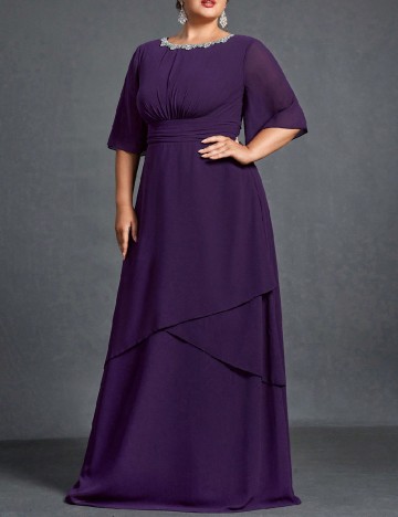Rochie lunga Faeriesty Plus Size, mov