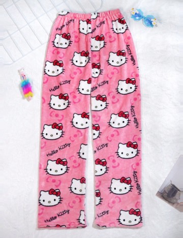 Pantaloni de pijama SHEIN CURVE, roz