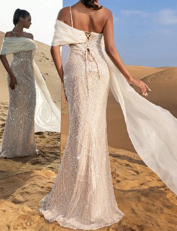 Rochie lunga SHEIN, crem