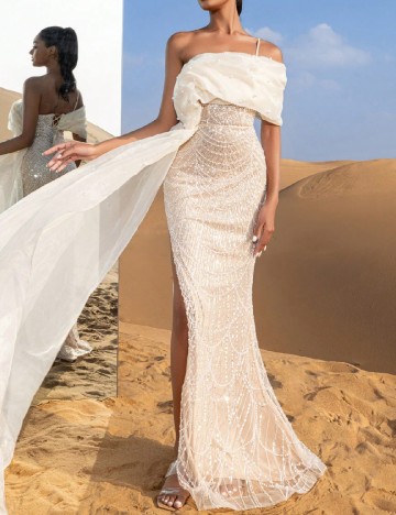 Rochie lunga SHEIN, crem