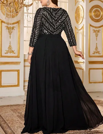 Rochie lunga UNITHORSE Plus Size, negru