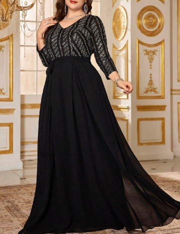 Rochie lunga UNITHORSE Plus Size, negru