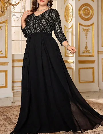 Rochie lunga UNITHORSE Plus Size, negru