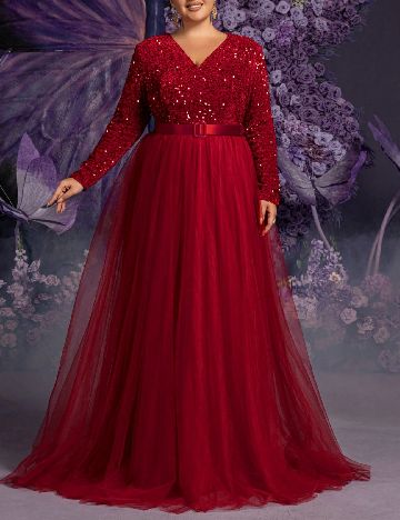 Rochie lunga Faeriesty Plus Size, rosu