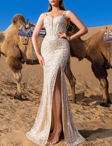 Rochie lunga Faeriesty, bej