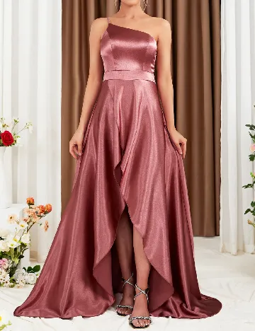 Rochie lunga Mgiacy, roz pudra